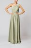 Classic Column One Shoulder Sleeveless Chiffon Pleated Prom Dresses