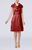 Modern Jewel Short Sleeve Taffeta Knee Length Bridesmaid Dresses