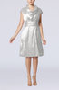 Modern Jewel Short Sleeve Taffeta Knee Length Bridesmaid Dresses