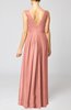 Simple V-neck Sleeveless Floor Length Ruching Evening Dresses
