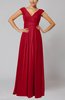 Simple V-neck Sleeveless Floor Length Ruching Evening Dresses