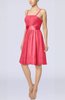 Plain A-line Spaghetti Chiffon Mini Sash Wedding Guest Dresses
