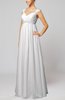 Elegant Hall Queen Anne Sleeveless Zipper Floor Length Sequin Bridal Gowns