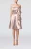 Plain Zip up Elastic Woven Satin Knee Length Ribbon Club Dresses