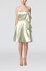 Plain Zip up Elastic Woven Satin Knee Length Ribbon Club Dresses