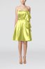Plain Zip up Elastic Woven Satin Knee Length Ribbon Club Dresses