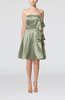 Plain Zip up Elastic Woven Satin Knee Length Ribbon Club Dresses
