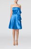 Plain Zip up Elastic Woven Satin Knee Length Ribbon Club Dresses