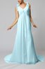 Plain Garden V-neck Sleeveless Backless Chiffon Bridal Gowns