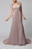 Plain Garden V-neck Sleeveless Backless Chiffon Bridal Gowns