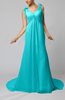 Plain Garden V-neck Sleeveless Backless Chiffon Bridal Gowns