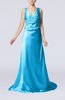 Elegant Column V-neck Sleeveless Elastic Woven Satin Appliques Evening Dresses