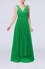 Modest Sheath V-neck Chiffon Floor Length Beaded Wedding Guest Dresses