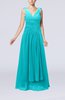 Modest Sheath V-neck Chiffon Floor Length Beaded Wedding Guest Dresses