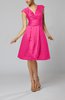 Elegant A-line Short Sleeve Taffeta Knee Length Pleated Bridesmaid Dresses