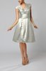 Elegant A-line Short Sleeve Taffeta Knee Length Pleated Bridesmaid Dresses