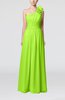 Plain One Shoulder Sleeveless Zipper Floor Length Sash Evening Dresses
