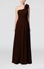 Plain One Shoulder Sleeveless Zipper Floor Length Sash Evening Dresses