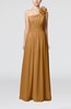 Plain One Shoulder Sleeveless Zipper Floor Length Sash Evening Dresses