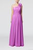 Plain One Shoulder Sleeveless Zipper Floor Length Sash Evening Dresses