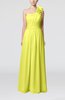Plain One Shoulder Sleeveless Zipper Floor Length Sash Evening Dresses