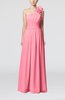 Plain One Shoulder Sleeveless Zipper Floor Length Sash Evening Dresses