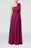 Plain One Shoulder Sleeveless Zipper Floor Length Sash Evening Dresses