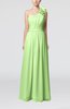 Plain One Shoulder Sleeveless Zipper Floor Length Sash Evening Dresses