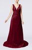 Elegant Garden Sheath Sleeveless Elastic Woven Satin Court Train Beaded Bridal Gowns