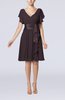 Romantic Short Sleeve Zip up Knee Length Sash Wedding Guest Dresses
