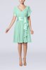 Romantic Short Sleeve Zip up Knee Length Sash Wedding Guest Dresses