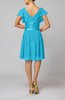 Romantic Short Sleeve Zip up Knee Length Sash Wedding Guest Dresses