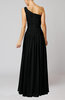 Plain Column One Shoulder Sleeveless Chiffon Ruching Wedding Guest Dresses