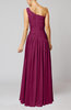 Plain Column One Shoulder Sleeveless Chiffon Ruching Wedding Guest Dresses