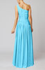 Plain Column One Shoulder Sleeveless Chiffon Ruching Wedding Guest Dresses