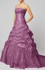 Classic Church Strapless Sleeveless Lace up Taffeta Chapel Train Bridal Gowns