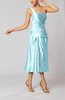 Elegant Column One Shoulder Sleeveless Tea Length Little Black Dresses
