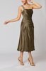 Elegant Column One Shoulder Sleeveless Tea Length Little Black Dresses