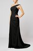 Elegant Column Zipper Chiffon Sweep Train Draped Evening Dresses