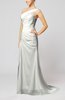 Elegant Column Zipper Chiffon Sweep Train Draped Evening Dresses