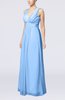 Plain V-neck Zip up Chiffon Sash Bridesmaid Dresses