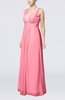 Plain V-neck Zip up Chiffon Sash Bridesmaid Dresses
