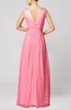Plain V-neck Zip up Chiffon Sash Bridesmaid Dresses