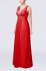 Plain V-neck Zip up Chiffon Sash Bridesmaid Dresses