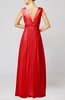 Plain V-neck Zip up Chiffon Sash Bridesmaid Dresses