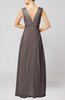 Plain V-neck Zip up Chiffon Sash Bridesmaid Dresses