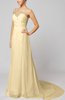 Elegant Outdoor Sheath Lace up Chiffon Court Train Bridal Gowns
