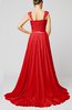 Romantic A-line Thick Straps Zip up Brush Train Sash Wedding Guest Dresses
