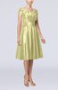 Simple A-line Scoop Short Sleeve Taffeta Knee Length Wedding Guest Dresses
