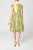 Simple A-line Scoop Short Sleeve Taffeta Knee Length Wedding Guest Dresses